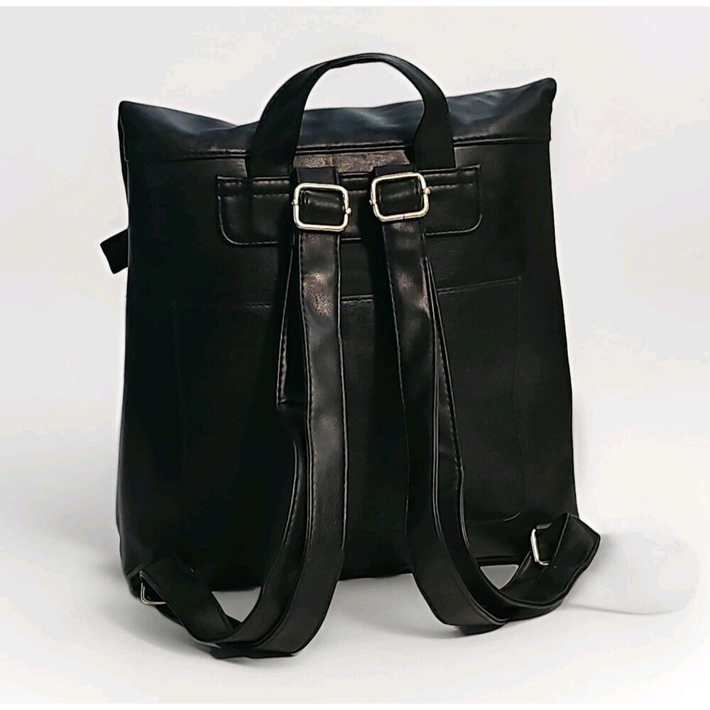 Brash Ladies' Black Faux Leather Embossed Love Backpack - Picture 2 of 5